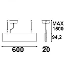 ISOLED LED hanging lamp Linear Up+Down 600, IP40, prismatic, linear connectable, 25W 3000K 1600+300lm 2x120°, black