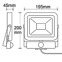 Outdoor LED floodlight with PIR motion sensor, IP65, rotatable and swivelling, black, 30W 4000K 2800lm 120°