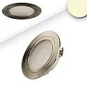 LED furniture recessed spotlight MiniAMP, IP40, Ø 6.5cm, dimmable, brushed nickel / satined, 12V DC, 2W 3000K 140lm 100°