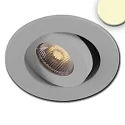 Recessed LED luminaire MiniAMP, IP40, Ø 5.2cm, 24V DC, CRi >91, swivelling 30°, dimmable, 3W 3000K 300lm 50°, brushed alu