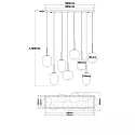 ISOLED Luminaria colgante SMOKY GLASS de 8 llamas E27 IP20, negro regulable