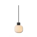 pendant luminaire INFINITY WHITE GLASS ROUND ribbed, with open cable, 2-pole E27 IP20, black dimmable