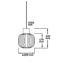 ISOLED Luminaria colgante INFINITY WHITE GLASS ROUND ranurado, con cable abierto, 2 polos E27 IP20, negro regulable