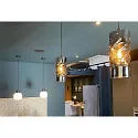 ISOLED Luminaria colgante INFINITY SMOKY CURLED GLASS cilíndrico, con cable abierto, 2 polos E27 IP20, negro regulable
