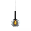Luminaria colgante INFINITY BLACK ROUND GLASS 20CM redondo E27 IP20, color humo, negro regulable