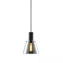 Luminaria colgante INFINITY CONCAVE GLASS cónico E27 IP20, color humo, negro regulable