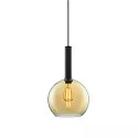 Luminaria colgante INFINITY AMBER ROUND GLASS 25CM redondo E27 IP20, color ámbar, negro regulable