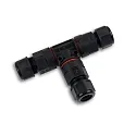 Unión en T para cables IP68, 6.5-11MM / 0.75-2.5MM², 250V 16A 3 polos, negro