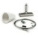 3-phase CLASSIC - rope suspension (1 pc.) for tracks, surface mount with counterpiece incl. canopy and steel rope 200cm