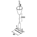 ISOLED 3-phase CLASSIC - rope suspension (1 pc.) for tracks, surface mount with counterpiece incl. canopy and steel rope 200cm