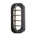 Luminaria de pared para exteriores LOKE con enchufe E27 IP23, ópalo, negro