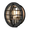 Luminaria de pared para exteriores ODEN con enchufe E27 IP23, ópalo, negro