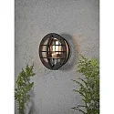 Konstsmide Luminaria de pared para exteriores ODEN con enchufe E27 IP23, ópalo, negro