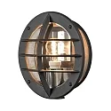 Konstsmide Luminaria de pared para exteriores ODEN con enchufe E27 IP23, ópalo, negro