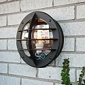 Konstsmide Luminaria de pared para exteriores ODEN con enchufe E27 IP23, ópalo, negro