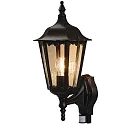 Luminaria de pared para exteriores FIRENZE con detector de movimiento E27 IP44, negro, transparente