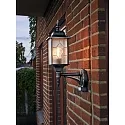 Konstsmide Luminaria de pared para exteriores MILANO con detector de movimiento E27 IP43, cristalino, satinado, negro, plata