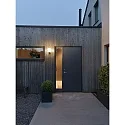 Konstsmide Luminaria de pared para exteriores PORTICI cilíndrico, con difusor E27 IP44, negro mate regulable