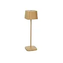 Lámpara de mesa a pilas CAPRI USB angular IP54, color arenoso regulable