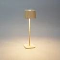 Konstsmide Lámpara de mesa a pilas CAPRI USB angular IP54, color arenoso regulable