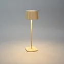 Konstsmide Lámpara de mesa a pilas CAPRI USB angular IP54, color arenoso regulable