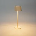Konstsmide Lámpara de mesa a pilas CAPRI USB angular IP54, color arenoso regulable