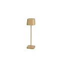 Lámpara de mesa a pilas CAPRI MINI USB angular IP54, color arenoso regulable