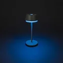 Konstsmide Lámpara de mesa a pilas LYON con conexión USB, CCT Switch, RGB, con regulador táctil IP54, verde, gris regulable