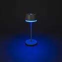 Konstsmide Lámpara de mesa a pilas LYON con conexión USB, CCT Switch, RGB, con regulador táctil IP54, verde, gris regulable
