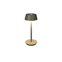 Konstsmide Lámpara de mesa a pilas LYON con conexión USB, CCT Switch, RGB, con regulador táctil IP54, verde, gris regulable