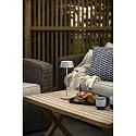 Konstsmide Lámpara de mesa a pilas MENTON USB IP54, gris, barnizado regulable