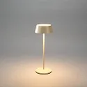 Konstsmide Lámpara de mesa a pilas MENTON USB IP54, color arenoso, barnizado regulable