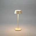 Konstsmide Lámpara de mesa a pilas MENTON USB IP54, color arenoso, barnizado regulable