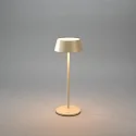 Konstsmide Lámpara de mesa a pilas MENTON USB IP54, color arenoso, barnizado regulable