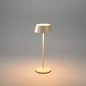 Konstsmide Lámpara de mesa a pilas MENTON USB IP54, color arenoso, barnizado regulable