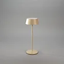 Konstsmide Lámpara de mesa a pilas MENTON USB IP54, color arenoso, barnizado regulable