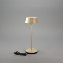 Konstsmide Lámpara de mesa a pilas MENTON USB IP54, color arenoso, barnizado regulable