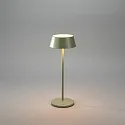 Konstsmide Lámpara de mesa a pilas MENTON USB IP54, verde, gris, barnizado regulable