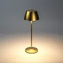 Konstsmide Lámpara de mesa a pilas EZE USB IP54, dorado mate