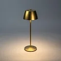 Konstsmide Lámpara de mesa a pilas EZE USB IP54, dorado mate
