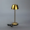 Konstsmide Lámpara de mesa a pilas EZE USB IP54, dorado mate