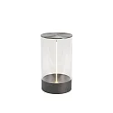 Lámpara de mesa a pilas EDISON M USB IP54, antracita regulable