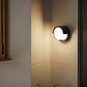 LEDS C4 outdoor wall luminaire CREU round IP65, opal, black