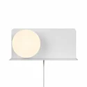 Nordlux wall luminaire LILIBETH with switch, with shelf, ball shaped, with lamp socket E14 IP20, white matt 