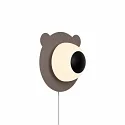 wall luminaire BRUNA BEAR with switch, with lamp socket E14 IP20, brown, mat, opal white, black 