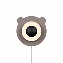 Nordlux wall luminaire BRUNA BEAR with switch, with lamp socket E14 IP20, brown, mat, opal white, black 