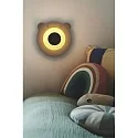 Luminaria de pared BRUNA BEAR con interruptor, con portalámpara E14 IP20, marrón, mate, blanco opalino, negro 