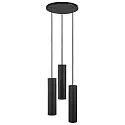 Luminaria colgante TILO de 3 llamas, redondo GU10 IP20, negro regulable