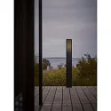 Nordlux bollard light SIDARA 95 square, perforated, sea-air resistant, with lamp socket E27 IP44, seaside black