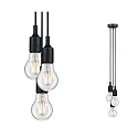 Luminaria colgante NEORDIC KETIL de 3 llamas E27 IP20, negro regulable